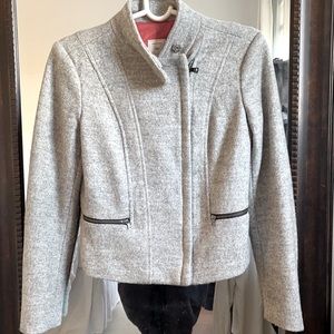 Grey Wool Moto Jacket, lined